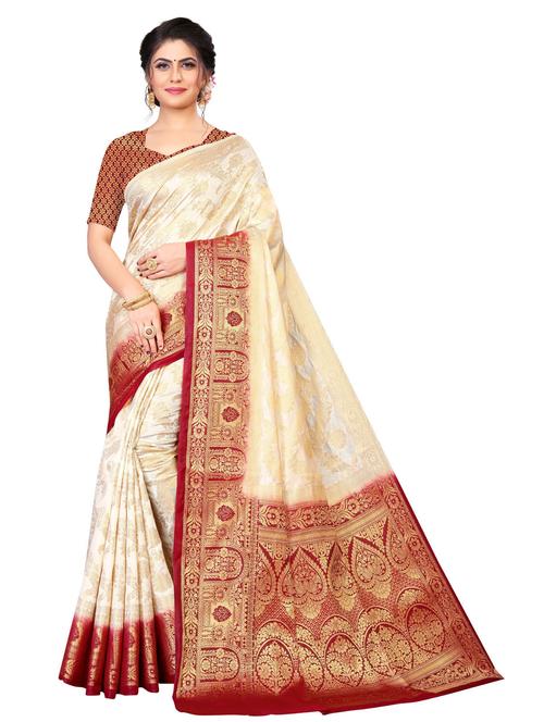 self designed woven contrast border saree - 19714546 - Very Small Image - 1