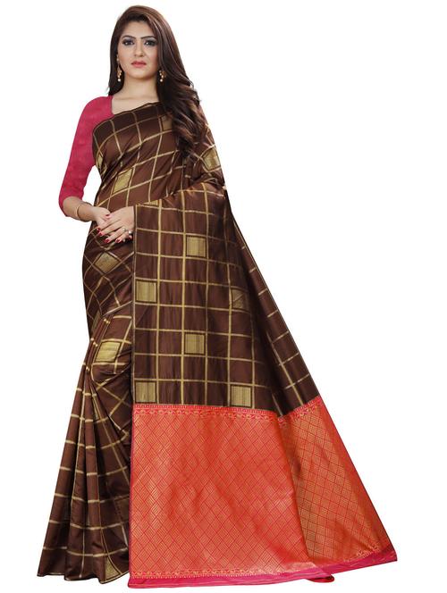printed woven saree with blouse - 19714619 - Very Small Image - 1