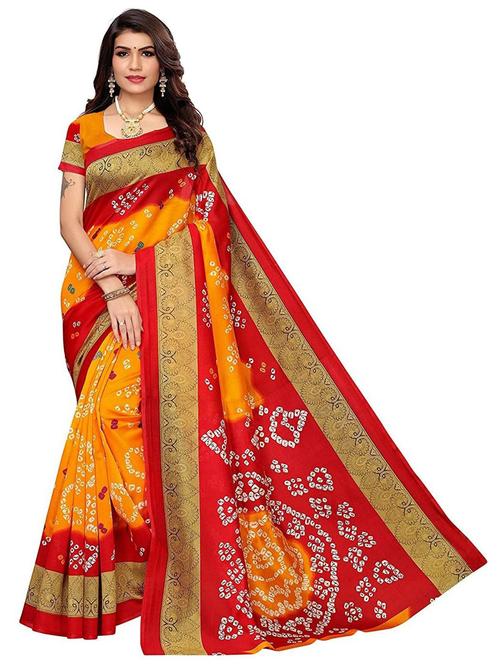 bandhani print woven saree with blouse - 19714659 - Very Small Image - 1