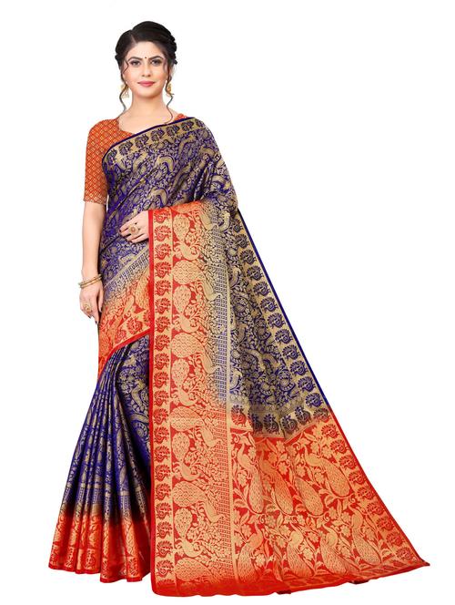 self designed woven saree with blouse - 19714665 - Very Small Image - 1