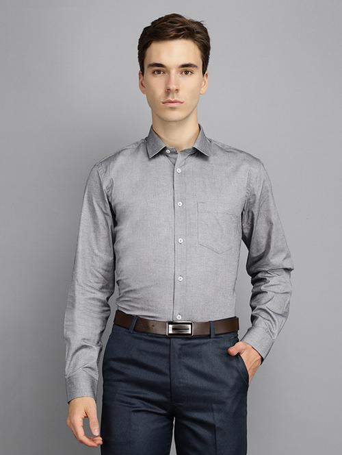 grey cotton formal shirt - 19716909 - Very Small Image - 1