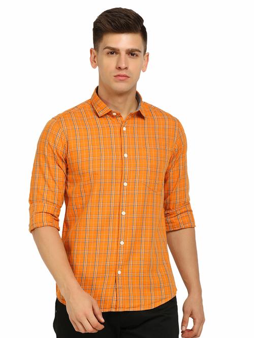 orange cotton casual shirt - 19717386 - Very Small Image - 1