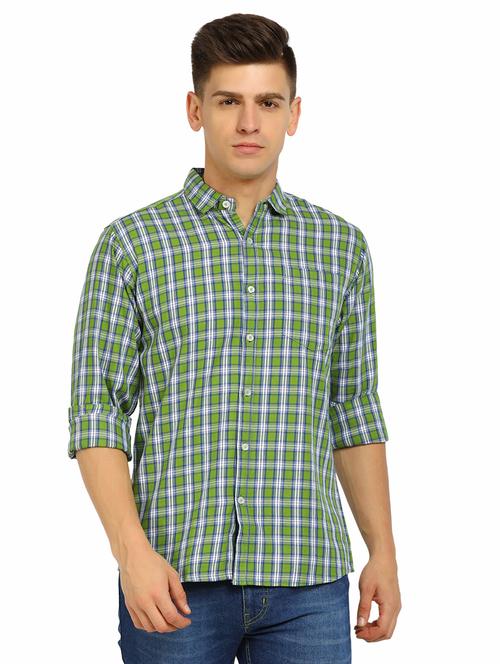 green cotton casual shirt - 19717437 - Very Small Image - 1