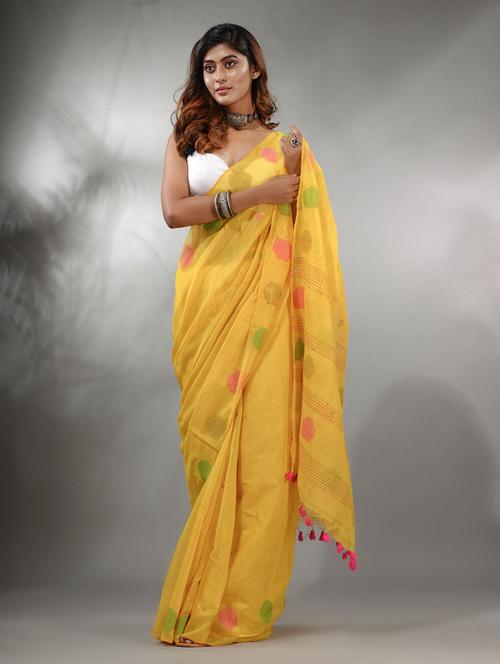 yellow tissue saree with blouse - 19717770 - Very Small Image - 1