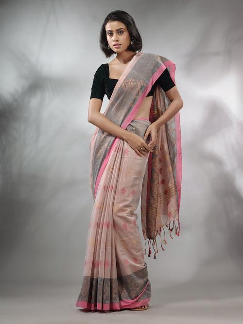 beige tissue saree with blouse - 19717778 - Very Small Image - 1