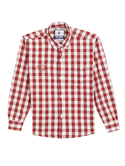 red checked cotton casual shirt - 19720814 - Very Small Image - 1