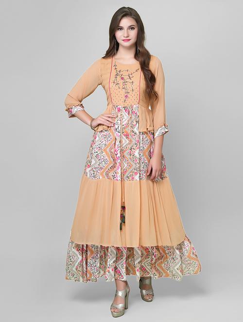 embroidered fit & flare ethnic dress - 19720955 - Very Small Image - 1