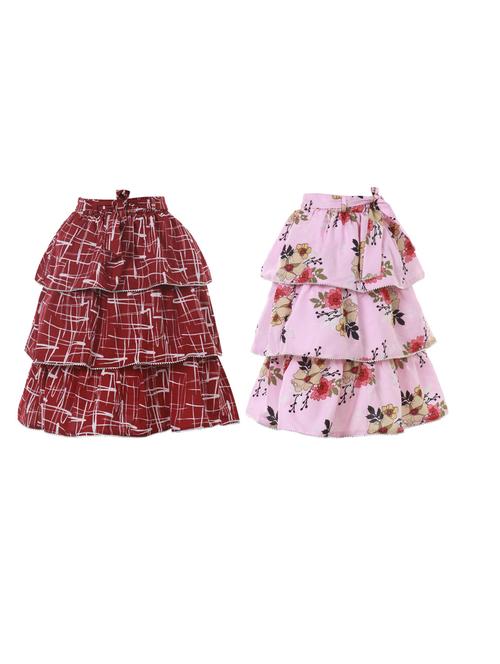 girls pack of 2 printed layered skirt - 19722764 - Very Small Image - 1