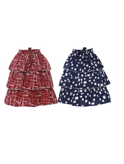 girls pack of 2 printed layered skirt - 19722787 - Very Small Image - 1