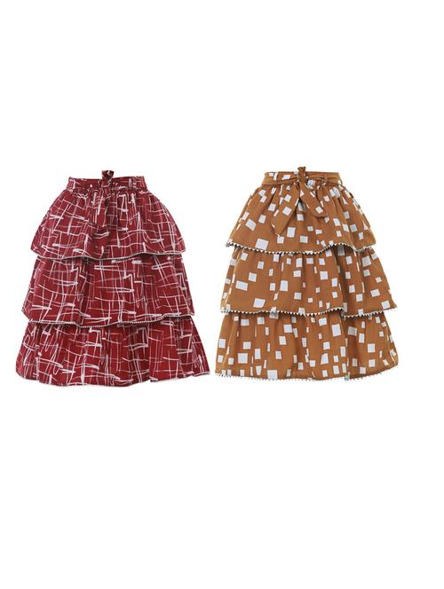 girls pack of 2 printed layered skirt - 19722791 - Very Small Image - 1