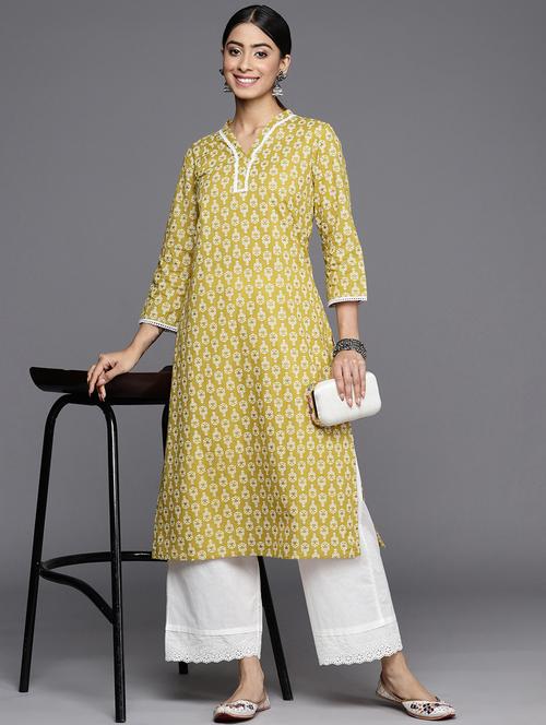 v-neck printed straight kurta - 19723447 - Very Small Image - 1
