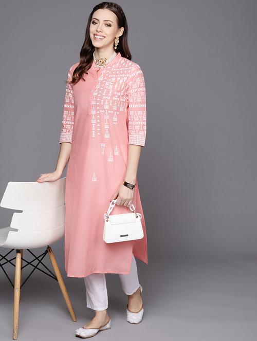 mandarin neck printed straight kurta - 19723476 - Very Small Image - 1