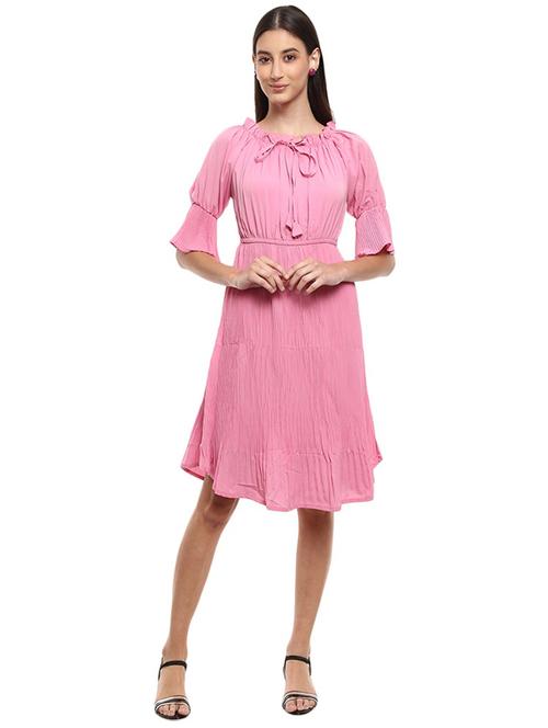 women's fit & flare solid dress - 19724368 - Very Small Image - 1