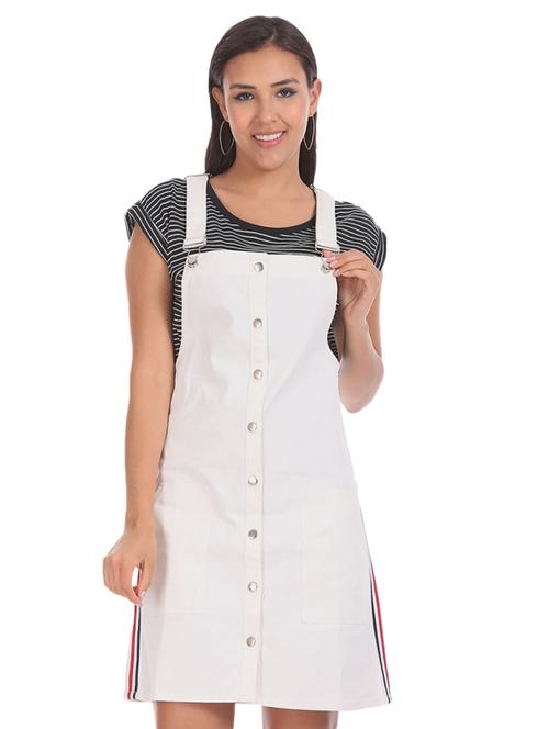 side taped solid dungaree dress - 19724380 - Very Small Image - 1