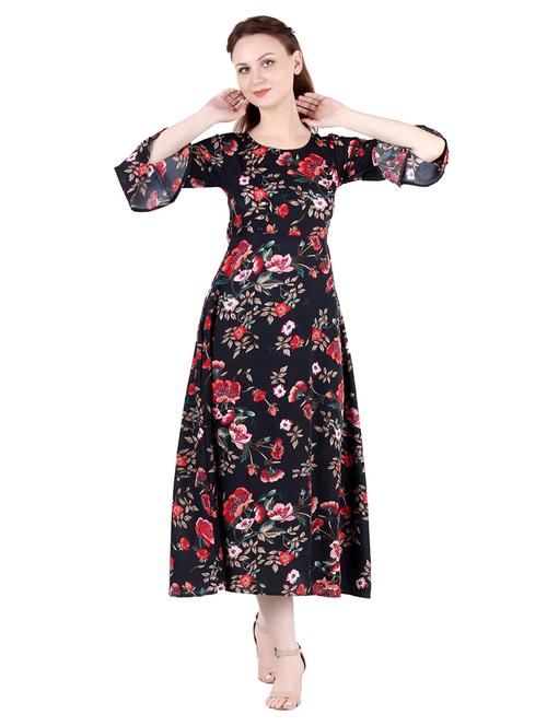 round neck floral a line dress - 19724724 - Very Small Image - 1