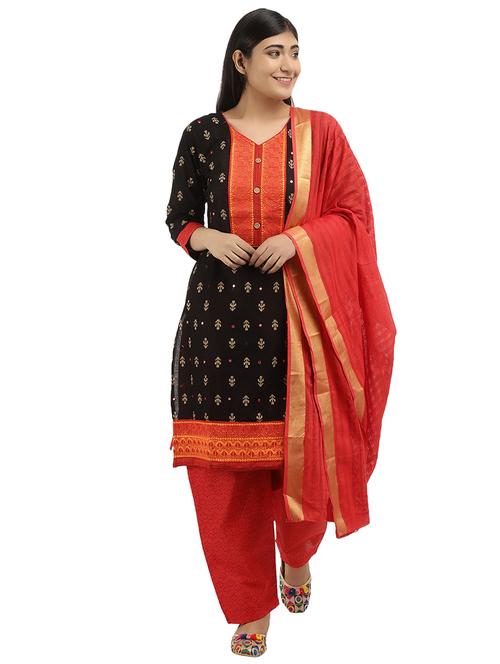 women black v neck kurta salwar set with dupatta - 19724795 - Very Small Image - 1