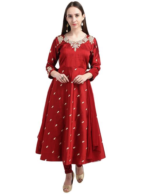 floral embroidered anarkali kurta - 19724811 - Very Small Image - 1