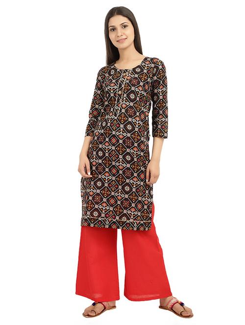 printed with gota work kurta pant set - 19724854 - Very Small Image - 1
