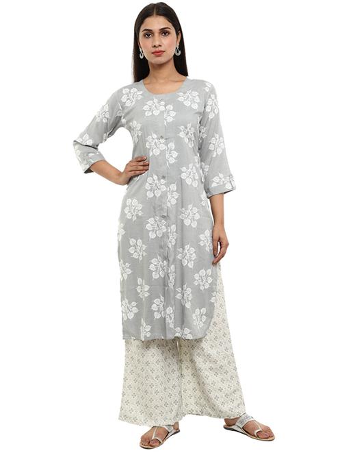 printed round neck kurta palazzo set - 19724862 - Very Small Image - 1