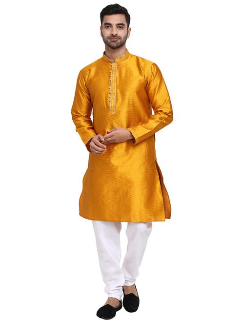mustard solid kurta pyjama ethnic wear set - 19724895 - Very Small Image - 1