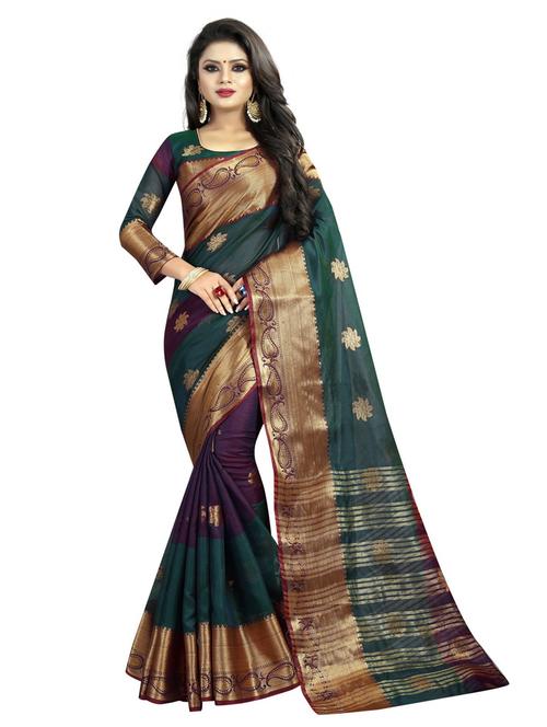 self design banarasi saree with blouse - 19726571 - Very Small Image - 1
