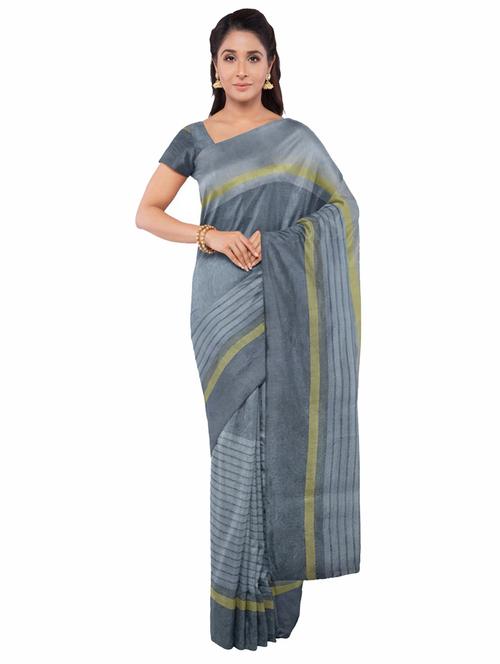women's stripes grey colored saree - 19726975 - Very Small Image - 1