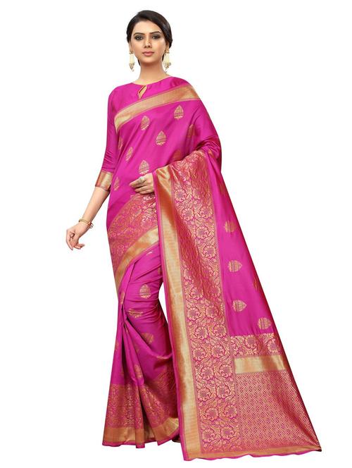 contrast bordered woven saree with blouse - 19727171 - Very Small Image - 1