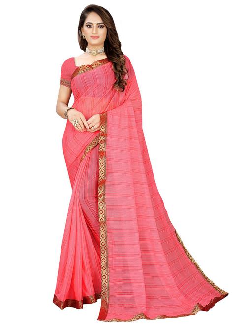 lace bordered printed saree with blouse - 19727631 - Very Small Image - 1