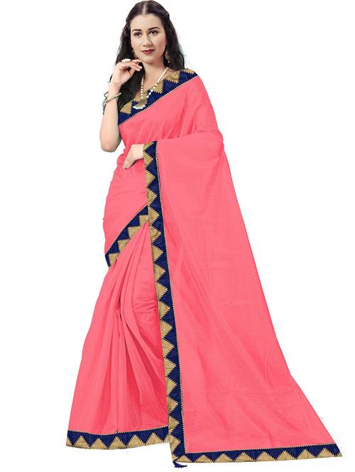 contrast bordered plain saree with blouse - 19727875 - Very Small Image - 1