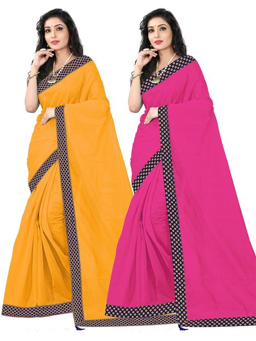 contrast bordered plain saree with blouse - 19727958 - Very Small Image - 1