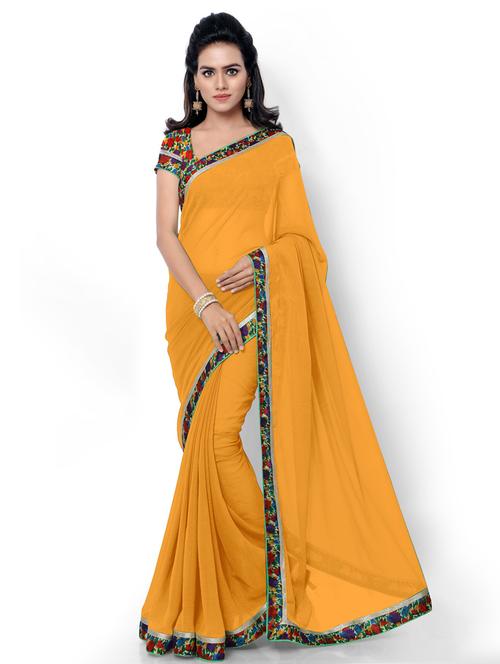 contrast bordered plain saree - 19728137 - Very Small Image - 1