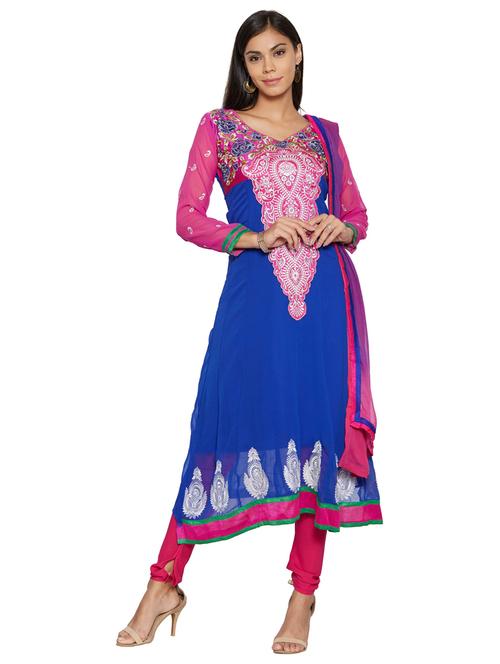 embroidered churidaar suit semi-stitched suit - 19730816 - Very Small Image - 1