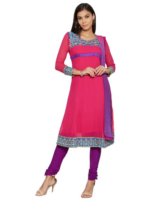 embroidered unstitched churidaar suit set - 19730824 - Very Small Image - 1