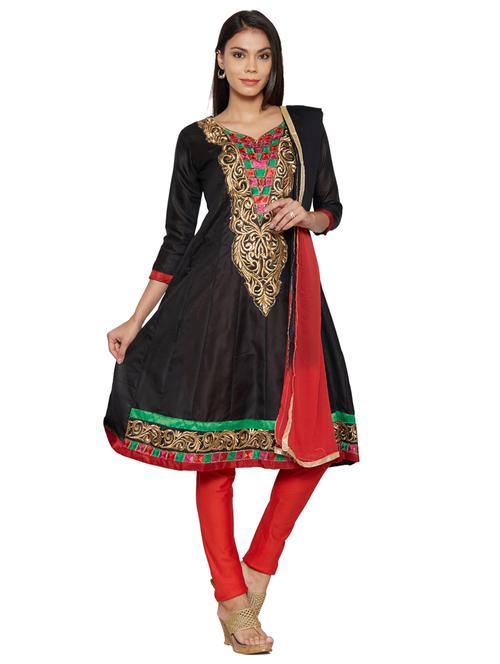 embroidered unstitched churidaar suit set - 19730826 - Very Small Image - 1