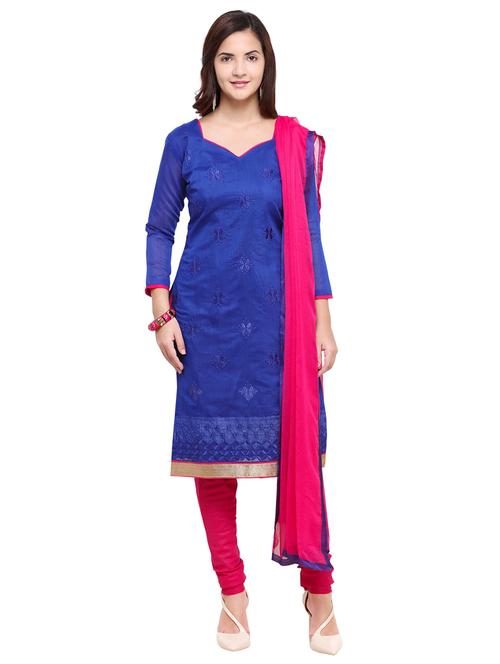 embroidered unstitched churidaar suit set - 19730829 - Very Small Image - 1