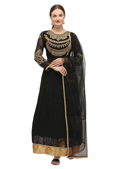 embroidered unstitched anarkali suit set - 19730840 - Very Small Image - 1