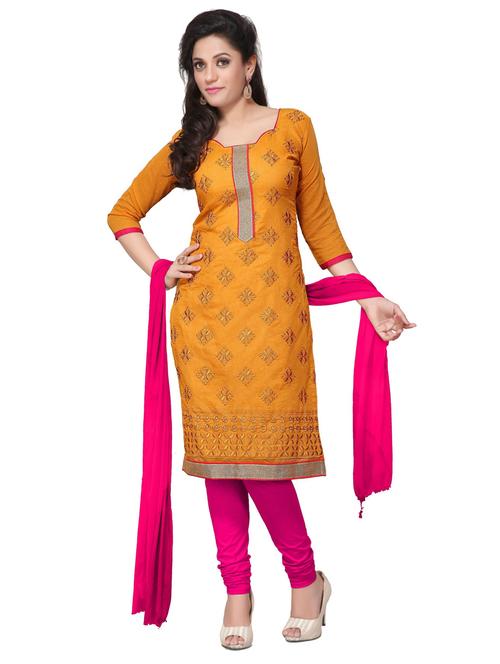 embroidered unstitched churidaar suit set - 19730842 - Very Small Image - 1