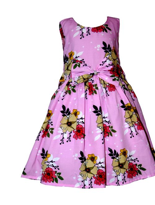 girls round neck printed frock - 19731519 - Very Small Image - 1