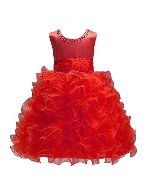 girls boat neck embellished frock - 19731538 - Very Small Image - 1