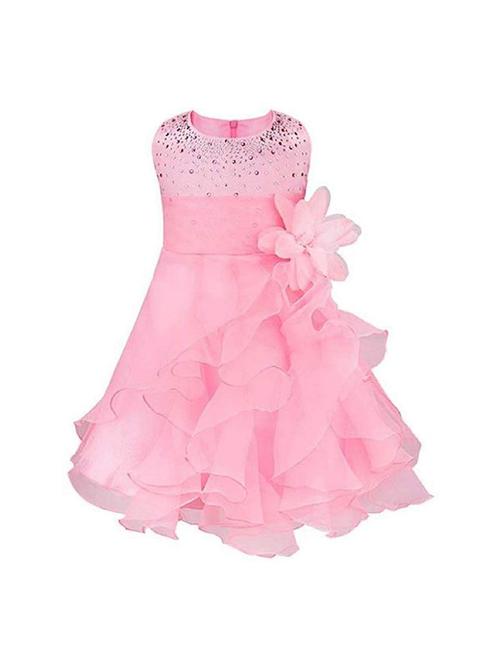 girls round neck embellished flared frock - 19731924 - Very Small Image - 1