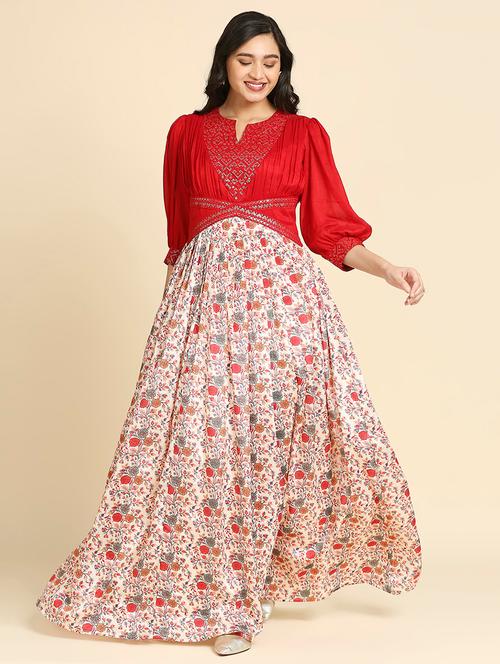 printed flared gown - 19734258 - Very Small Image - 1