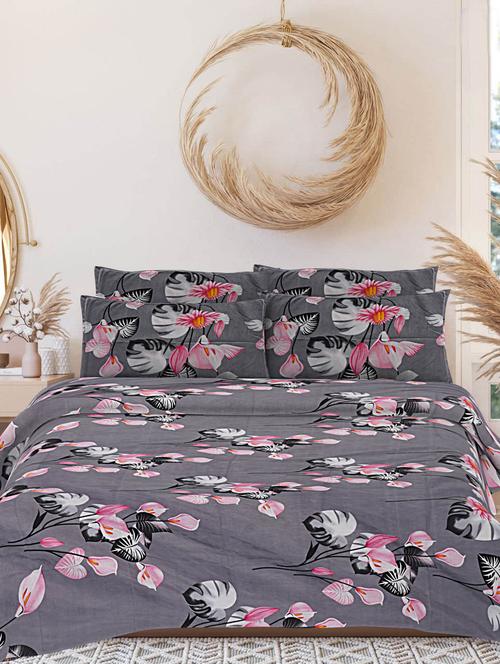 indhome life floral, cotton double bedsheet with 2 pillow covers, queen size 90 inch by 100 inch,160 tc-soft fabric - 19734284 - Very Small Image - 1