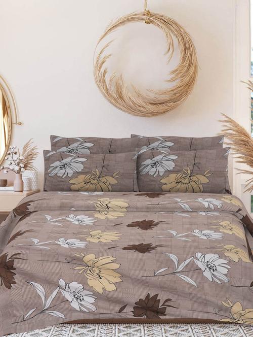 indhome life floral, cotton double bedsheet with 2 pillow covers, queen size 90 inch by 100 inch,160 tc-soft fabric - 19734285 - Very Small Image - 1