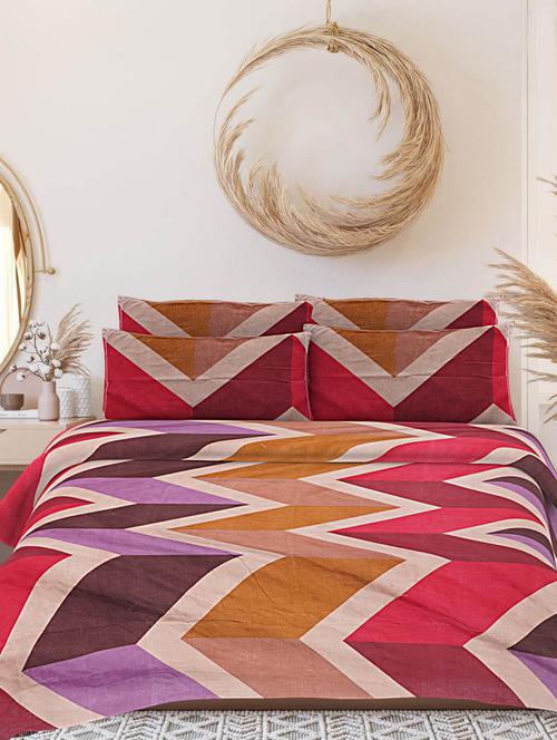 indhome life abstract, cotton double bedsheet with 2 pillow covers, queen size 90 inch by 100 inch,160 tc-soft fabric - 19734289 - Very Small Image - 1