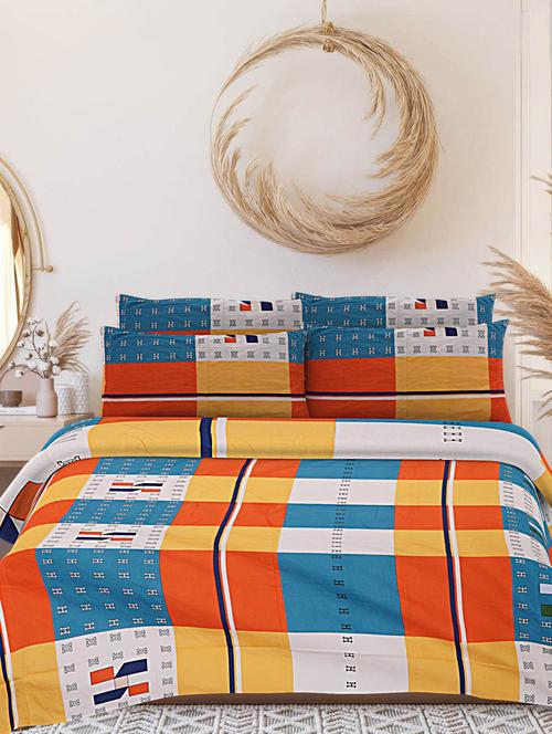 indhome life abstract, cotton double bedsheet with 2 pillow covers, queen size 90 inch by 100 inch,220 tc-soft fabric - 19734297 - Very Small Image - 1