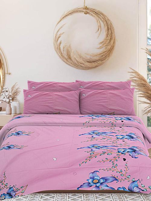 indhome life floral, cotton double bedsheet with 2 pillow covers, queen size 90 inch by 100 inch,220 tc-soft fabric - 19734300 - Very Small Image - 1