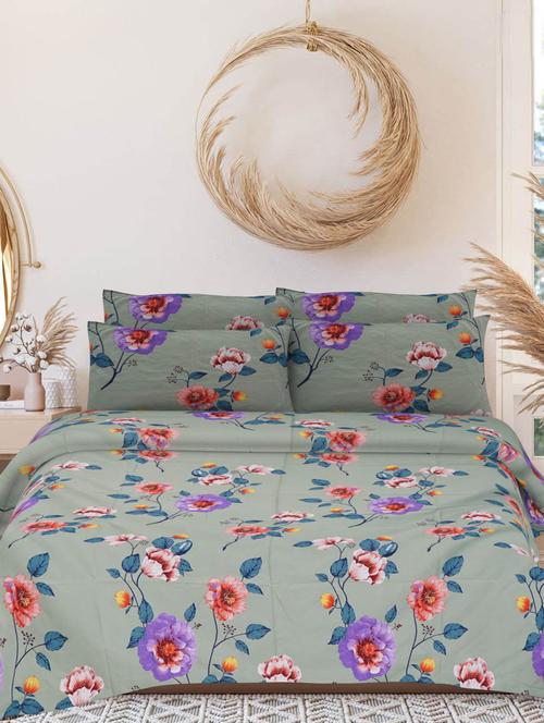 indhome life floral, cotton double bedsheet with 2 pillow covers, queen size 90 inch by 100 inch,220 tc-soft fabric - 19734302 - Very Small Image - 1