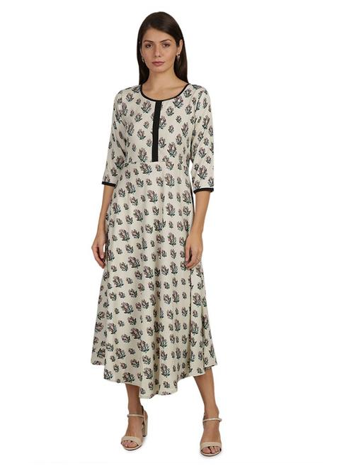 women round neck printed fit & flare dress - 19734862 - Very Small Image - 1