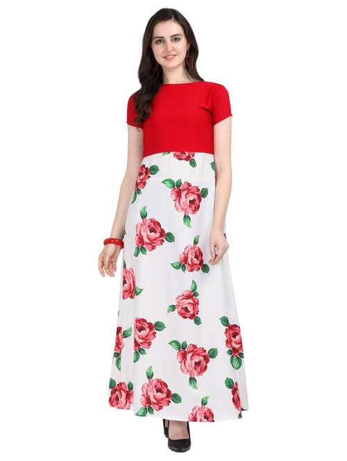 women boat neck printed fit & flare dress set - 19734937 - Very Small Image - 1