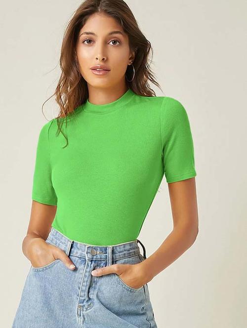green cotton lycra regular top - 19737231 - Very Small Image - 1
